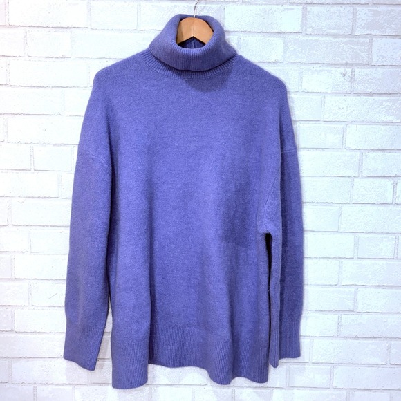 Zara Wool Acrylic Turtleneck Sweater Women Large Classic Cozy Boxy Old Money - Picture 1 of 9